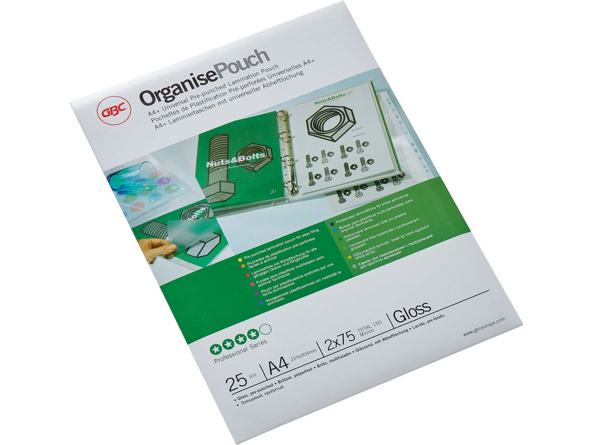 GBC Laminiertasche A4+ 3747515 glanz, 75my 25 Stk (0033816055247)