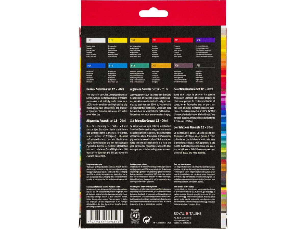 AMSTERDAM Standard Series Acryl Set 17820412 12x20ml (8712079329327)