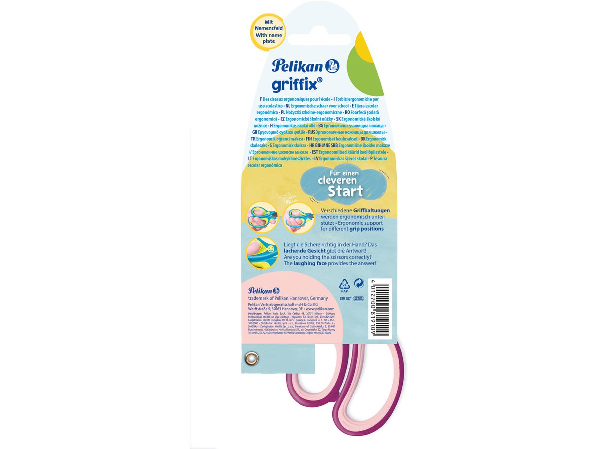 PELIKAN Ciseaux Griffix 819107 sweet berry, droitiers (4012700819109)