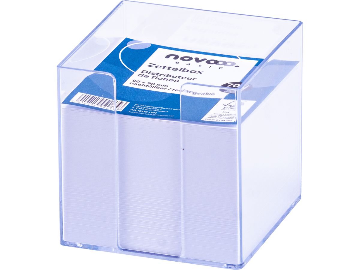 NOVOOO Zettelbox 731142 transparent 9x9x9cm (9010729090856)