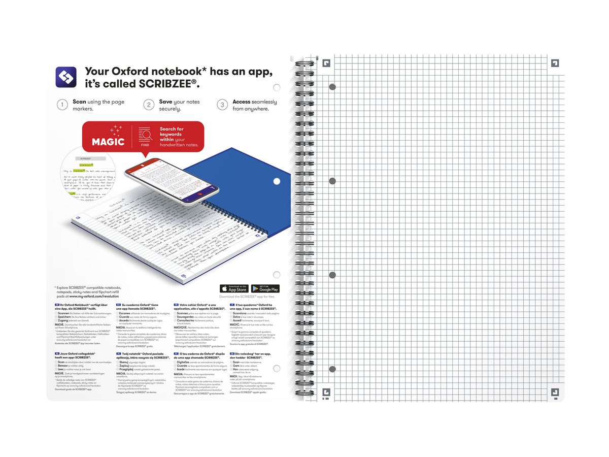 OXFORD Collegeblock A4+ 100050228 quadrettato 5mm, 90g 70 fogli (4006144939400)