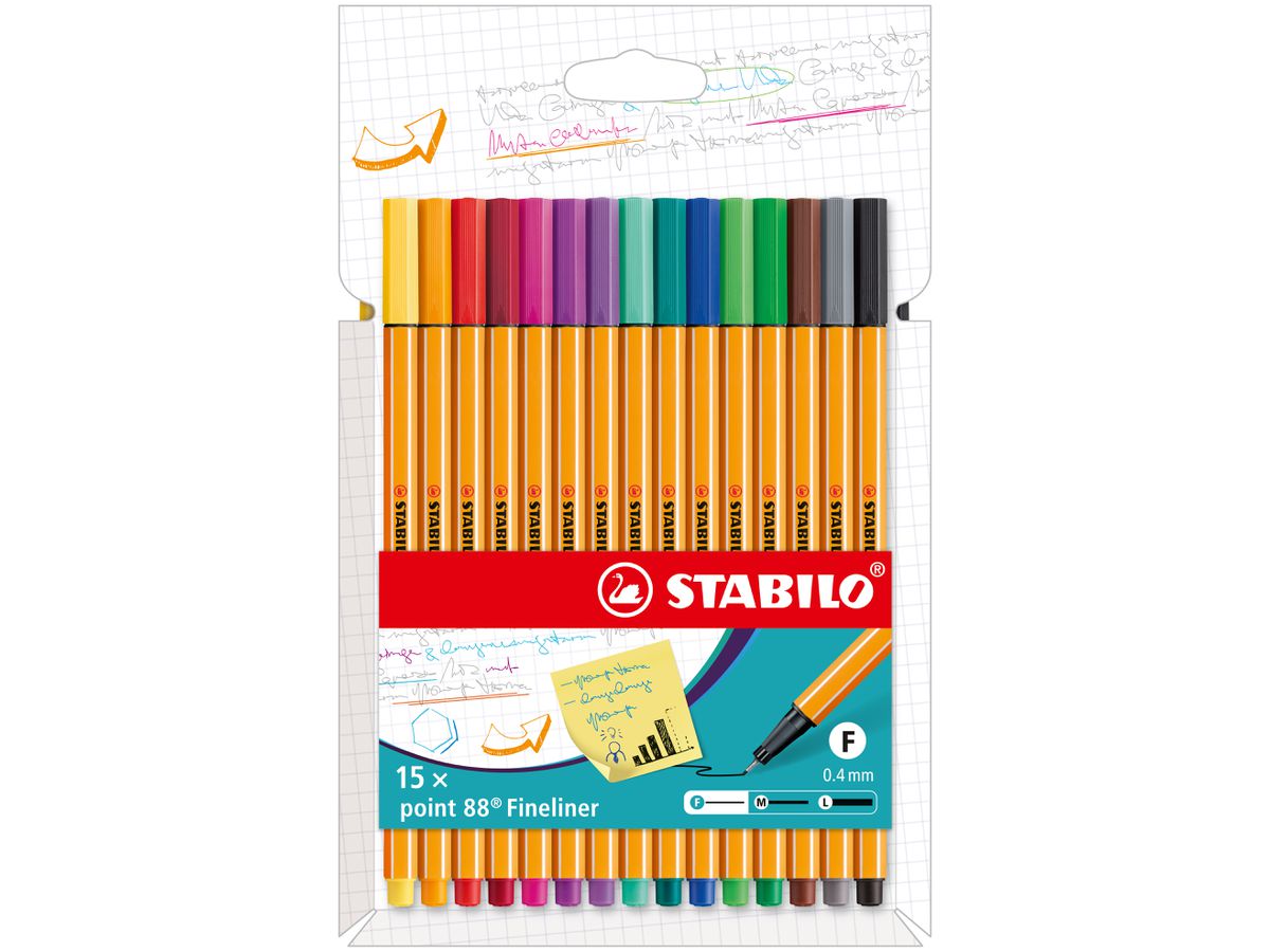 STABILO Fineliner Point 88 0.4mm 8815-4 Kartonetui 15 Stk. (4006381571319)