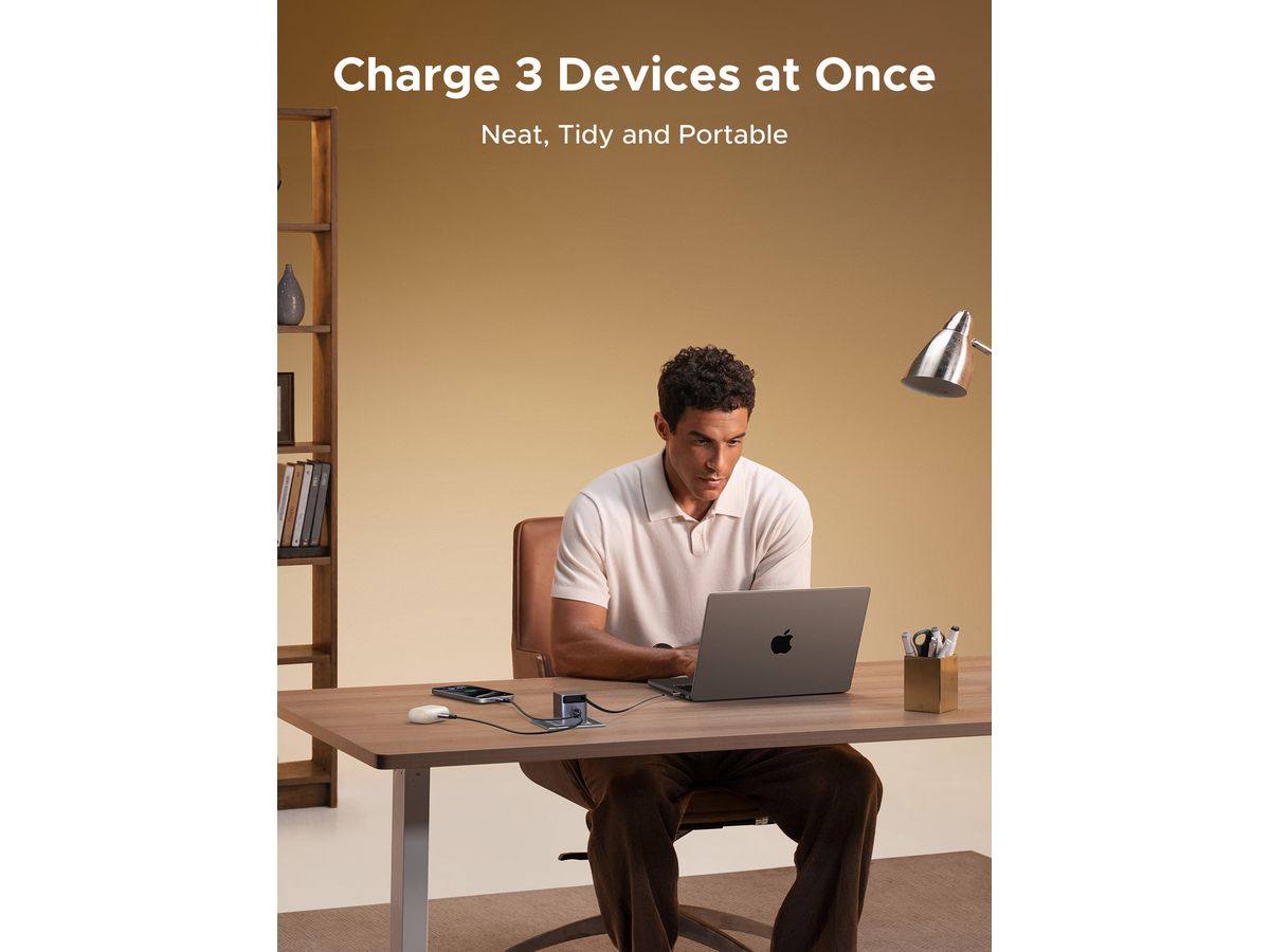 UGREEN Fast Charger 2-Port 65W GaN 65825 Retractable Cable (6941876268252)