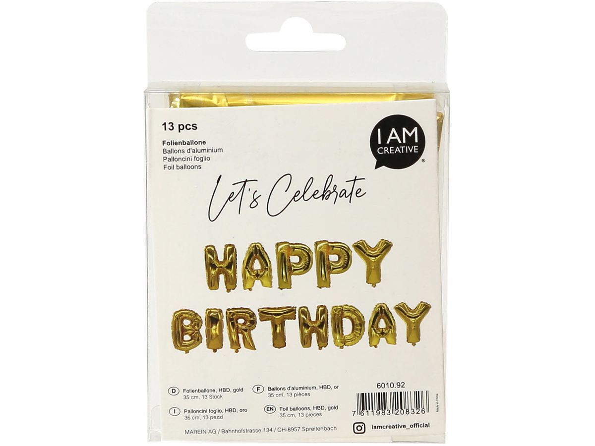 I AM CREATIVE Ballon aluminium HBD 35cm 6010.92 or (7611983208326)