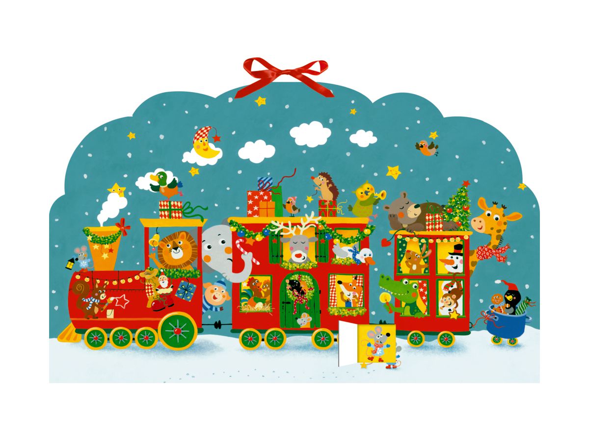 COPPENRATH Wandkalender 38x60cm 95548 Weihnachtseisenbahn Tiere (4050003955483)