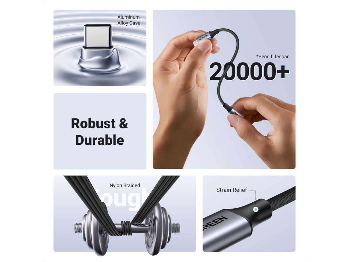 UGREEN Cable USB-C to 3.5mm M/F 80154 Alu Shell with Braided 10cm (6957303881543)