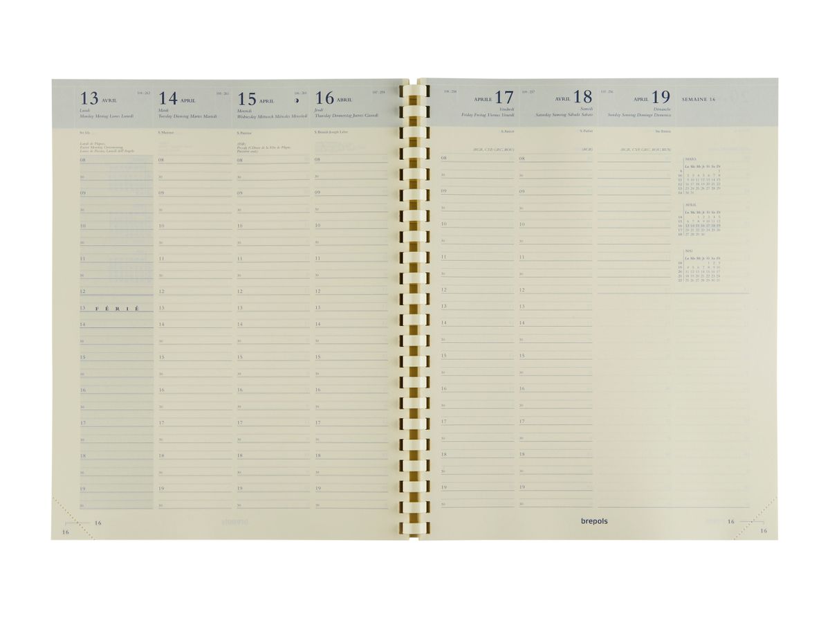 BREPOLS Agenda Omega 27 2026 0.234.9900 1S/2P Sost. bianco 20.7x26.8cm (5412303102452)