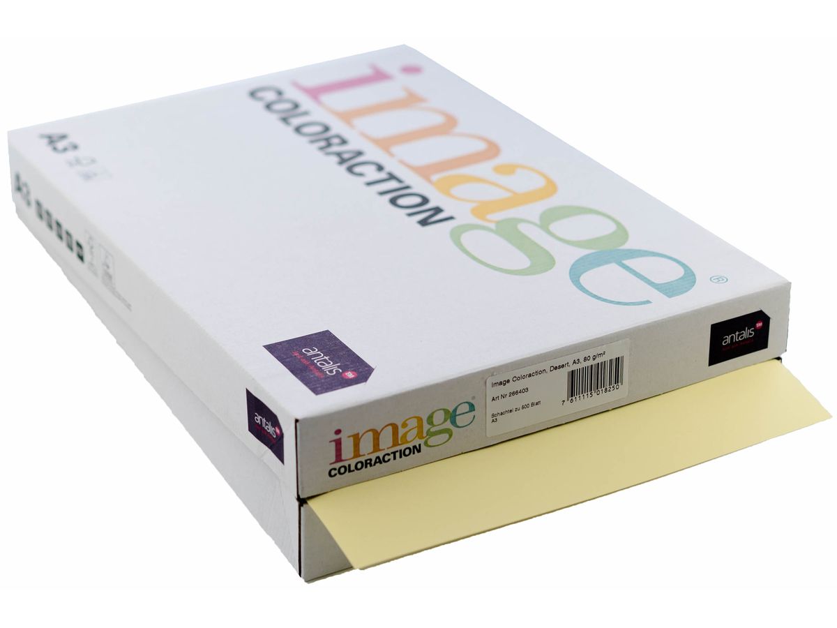 IMAGE COLORACTION Papier à copier Desert A3 266403 80g, jaune 500 feuilles (7611115018250)