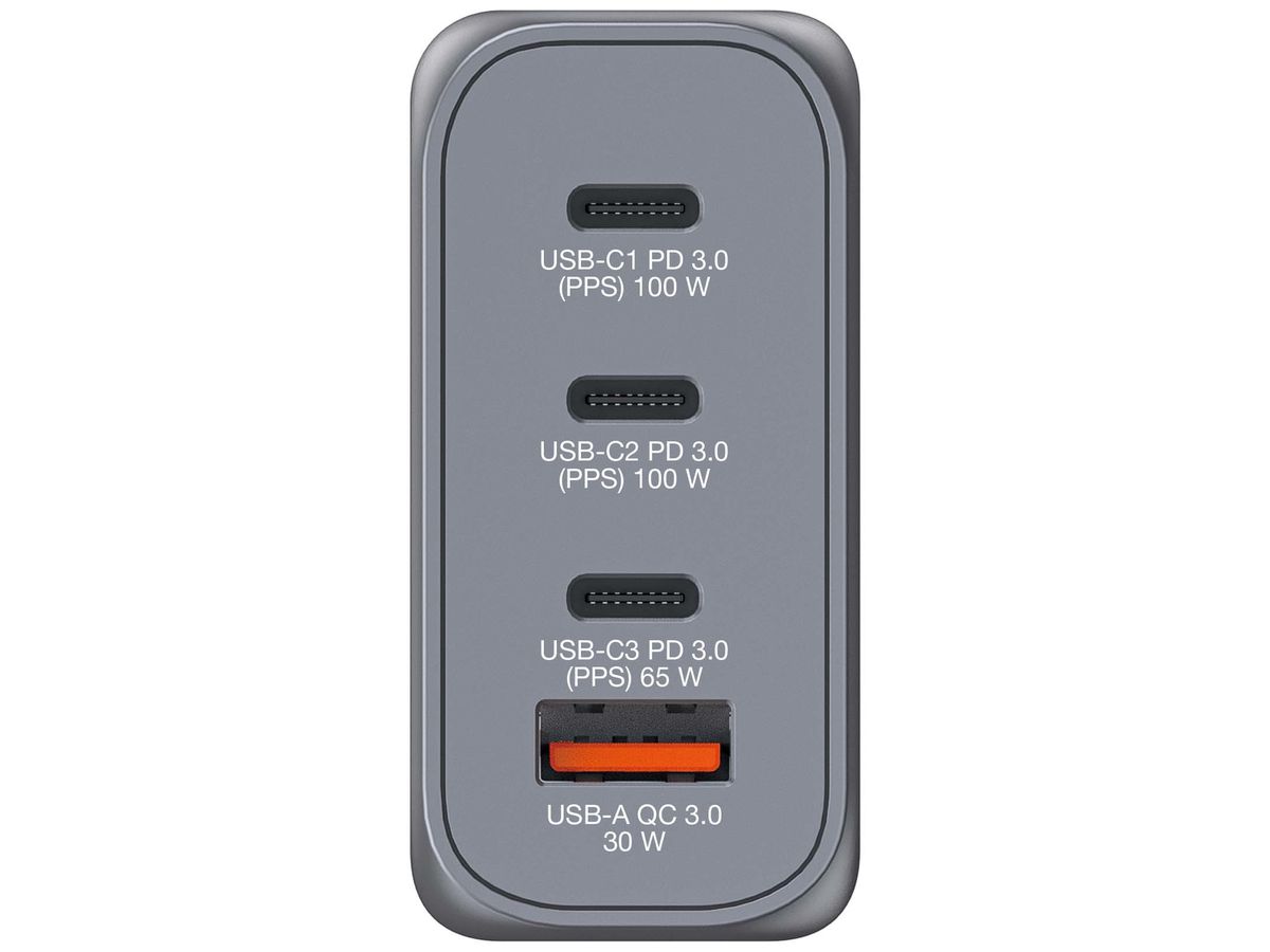 VERBATIM Charger 100W GaN grey 32202 3xUSB-C 1xUSB-A +Adapter UK/US (0023942322023)