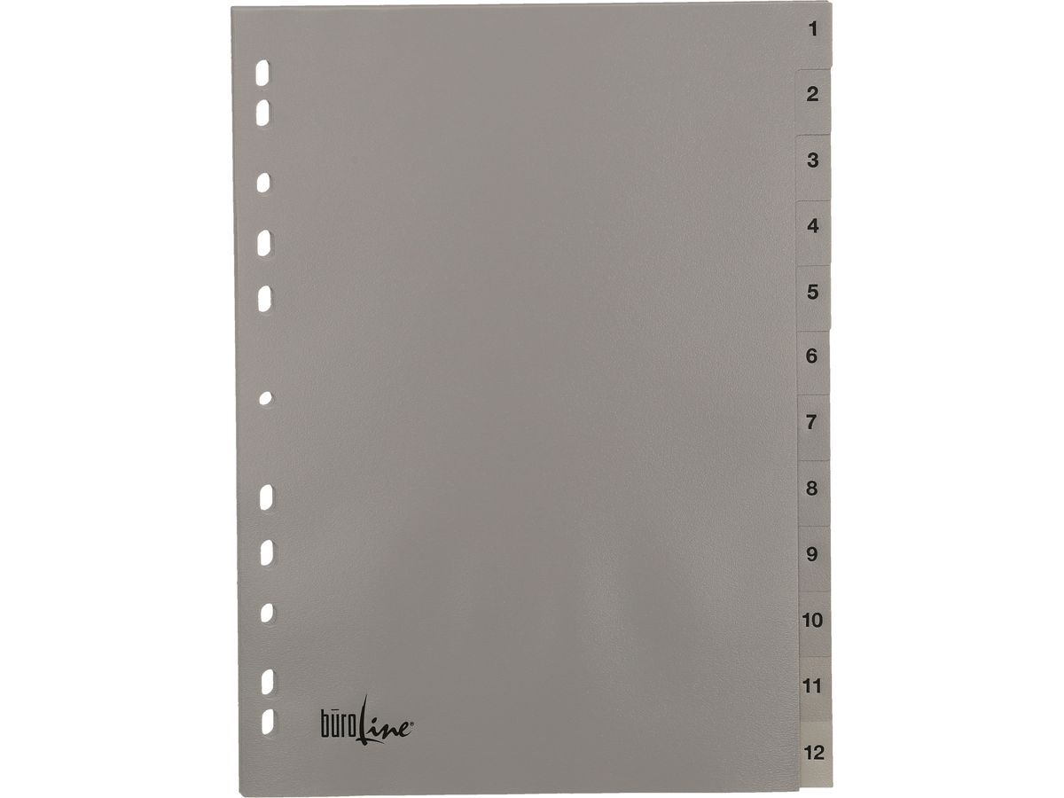 BÜROLINE Répertoires PP A4 40938 gris 1-12 (7612532058126)