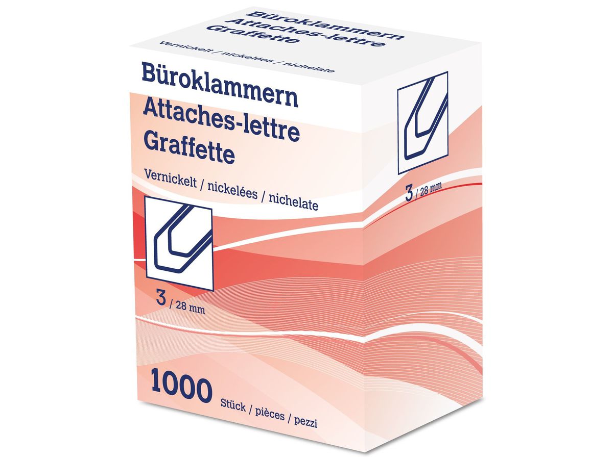 NEUTRAL Büroklammern Nr. 3 6212 28mm vernickelt 1000 Stk. (7612020062123)