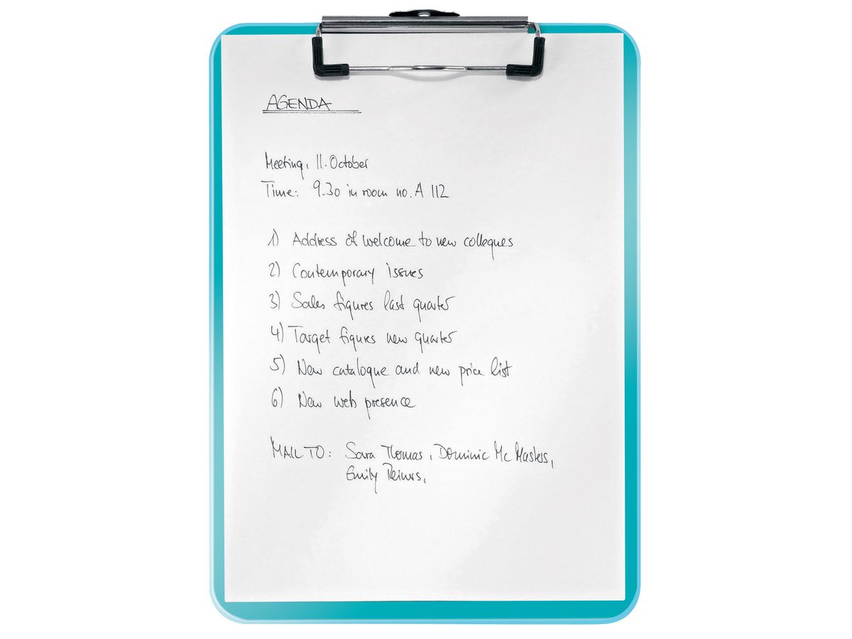 LEITZ Klemmbrett WOW PS A4 39710051 eisblau 80 Blatt (4002432107308)