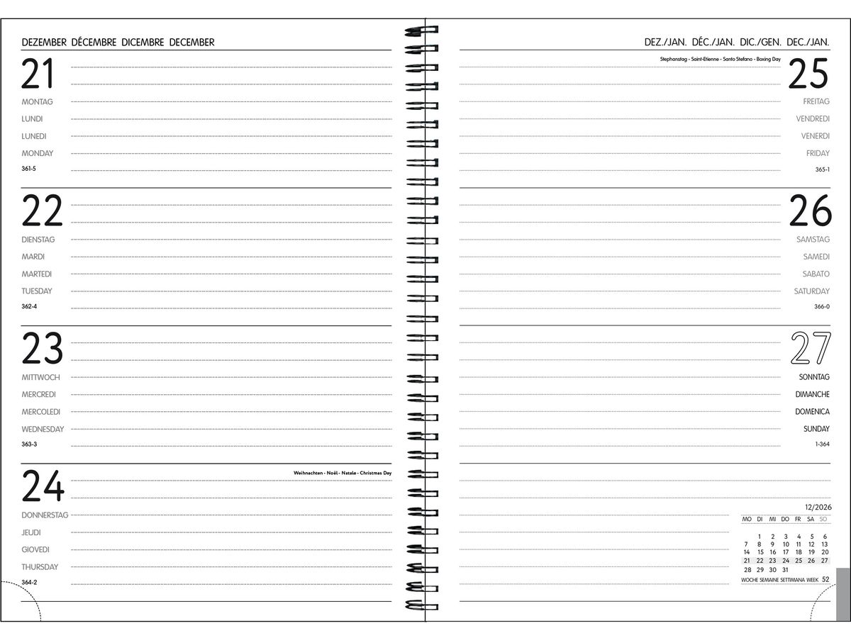 SIMPLEX Agenda Harmony 2026 40608.26 1W/2S Monstera ML 14.8x21cm (7611468040816)