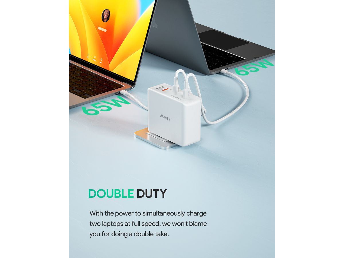 AUKEY OmniaMix II 140W GaN PD PA-B7O WH 3-Port, Wall charger White (0689323785797)