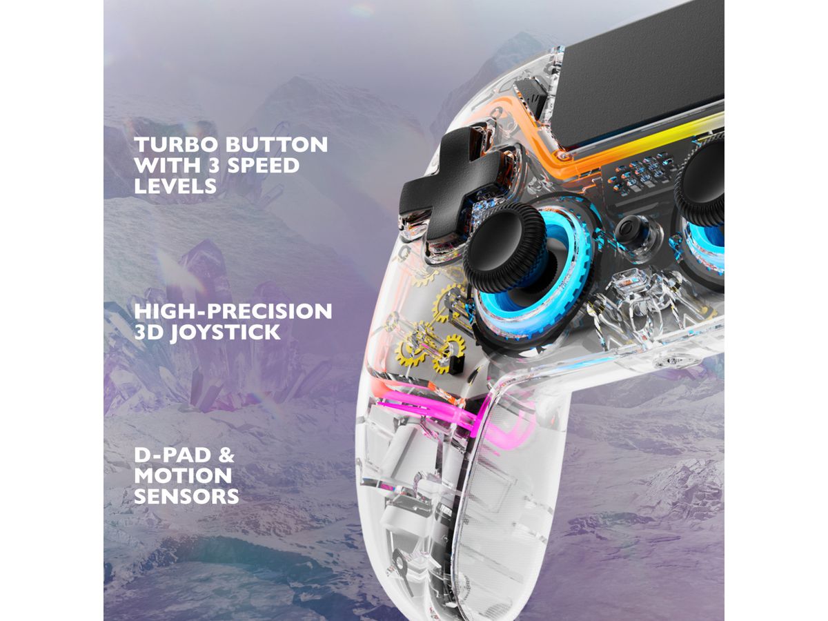 DELTACO Wireless Controller PS4 GAM-169-T Transparent (7333048060839)