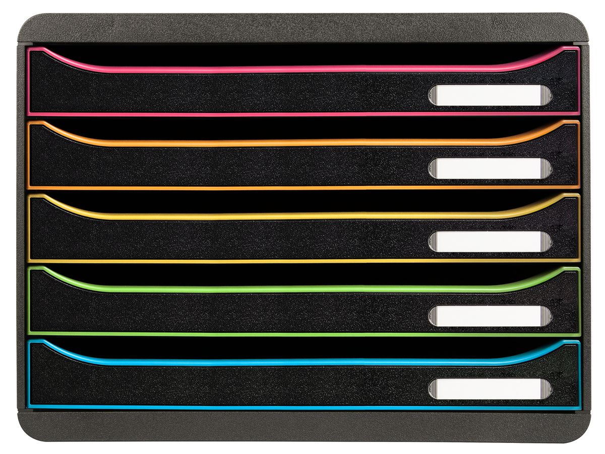 EXACOMPTA Cassettiera Big-Box Plus 308914D nero/arlecchino, 5 cassetti (9002493430136)