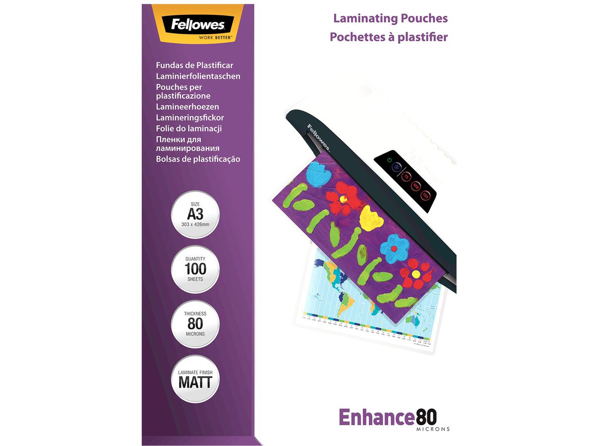 FELLOWES Laminiertasche A3 5452003 matt, 80my 100 Stk (0043859522323)