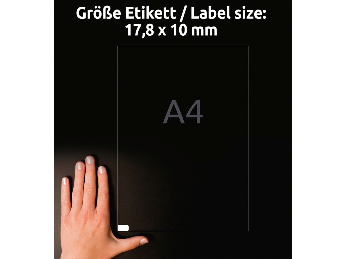 AVERY ZWECKFORM Universal-Etikett. 17,8x10mm L4730REV-25 weiss 8100 Stk./25 + 5 Blatt (4004182047309)