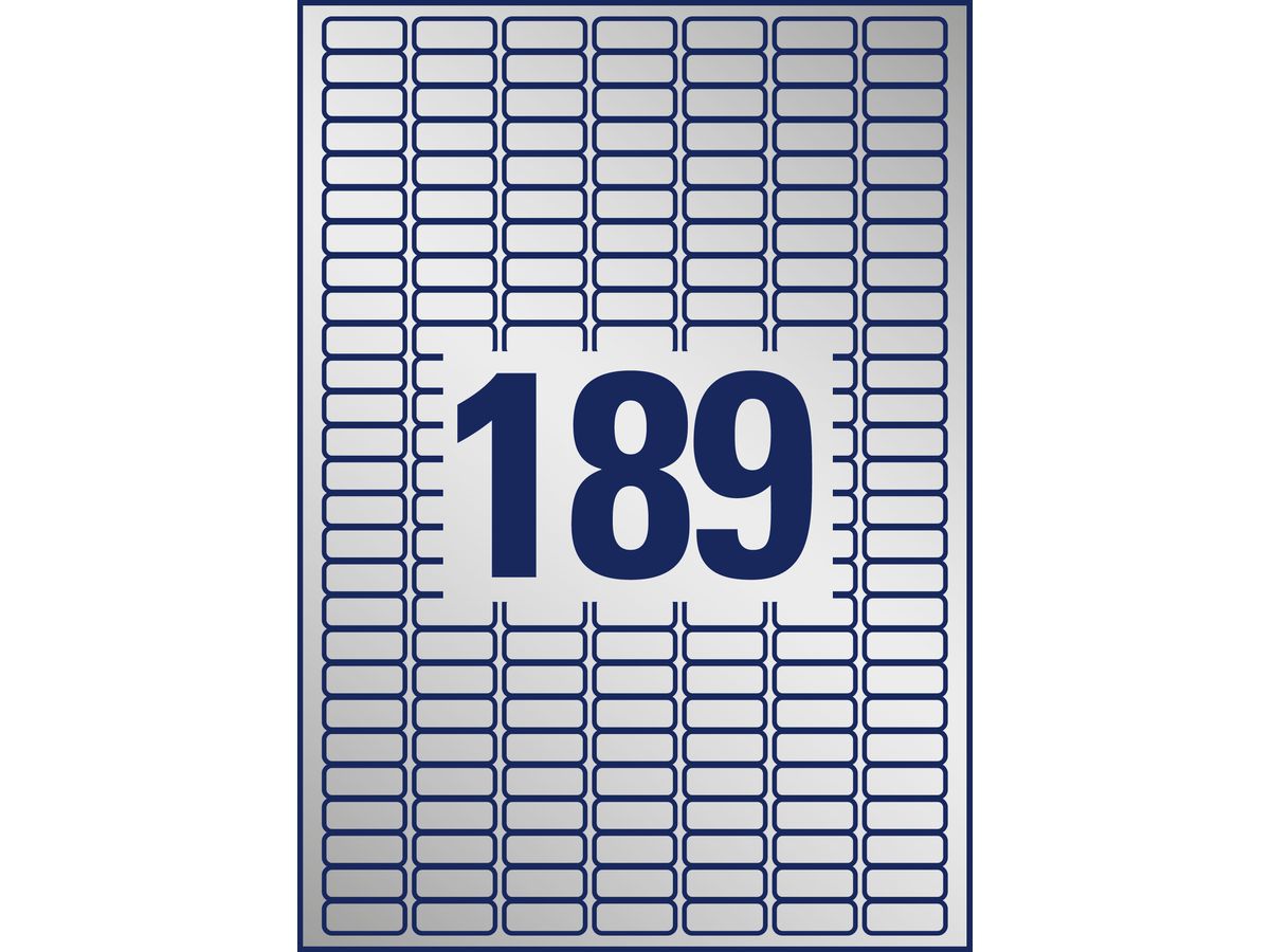 AVERY ZWECKFORM Typenschild-Labels 25,4x10mm L6008-20 silber, Laser 3780 St./20 Bl. (4004182060087)