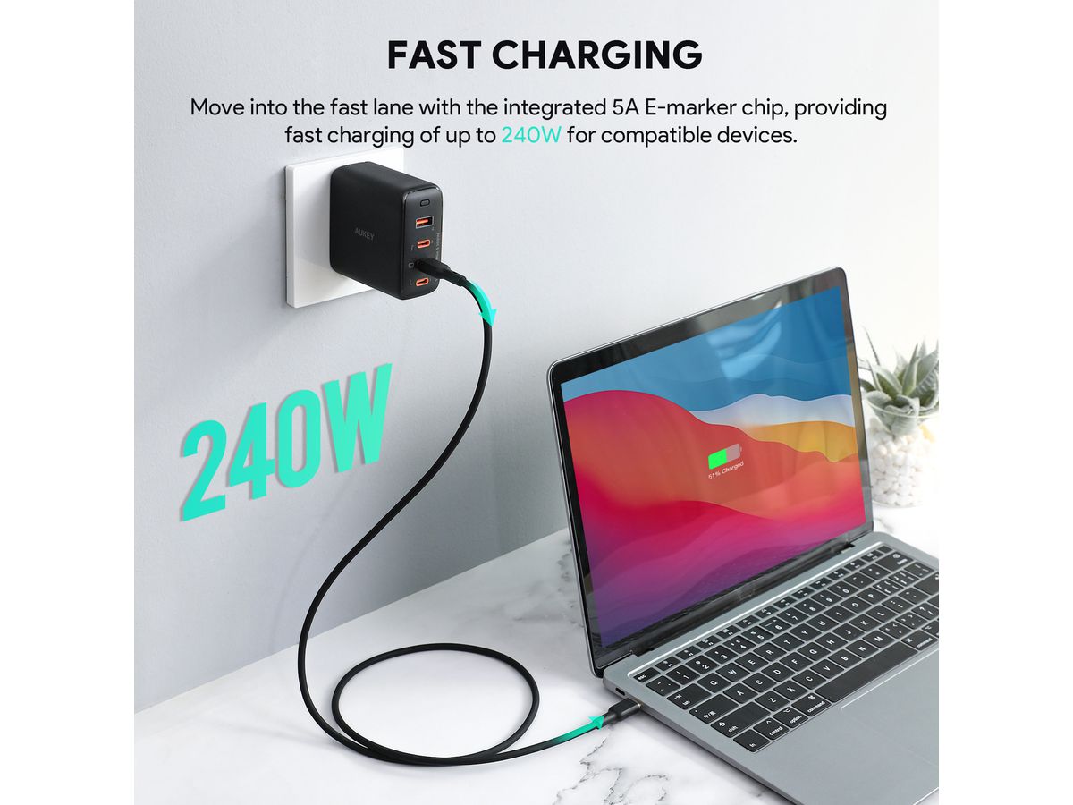 AUKEY Cable USB-C-to-C CB-SCC242 Silicone, 1.8m 240W (0689323787272)