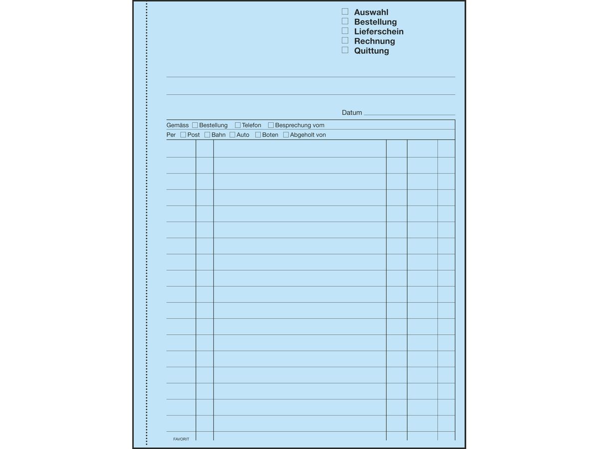 FAVORIT Mehrzweckbuch Deutsch A5 9113 OK Durchschreibepapier 50x2 Blatt (7612149047094)