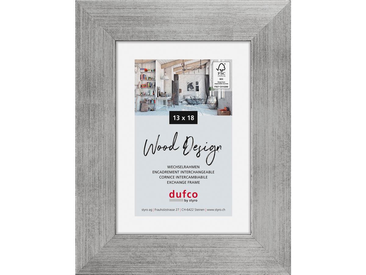 DUFCO Holz-Bilderrahmen 13x18cm 1610.80066 Larisis silber (7612176081955)