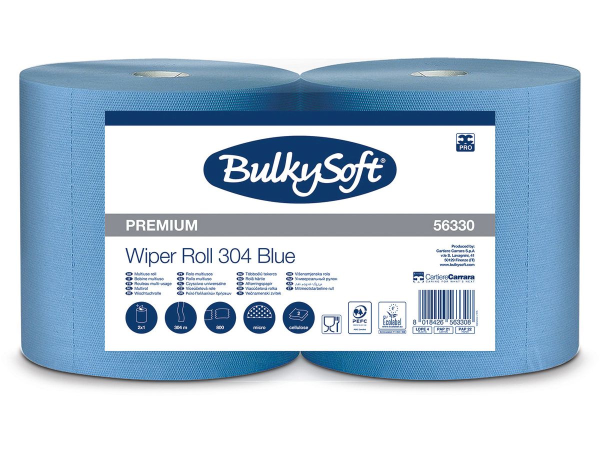 BULKYSOFT Putztuchrolle 3-lagig 26x38cm 26262 blau 2 Rollen (8018426563308)