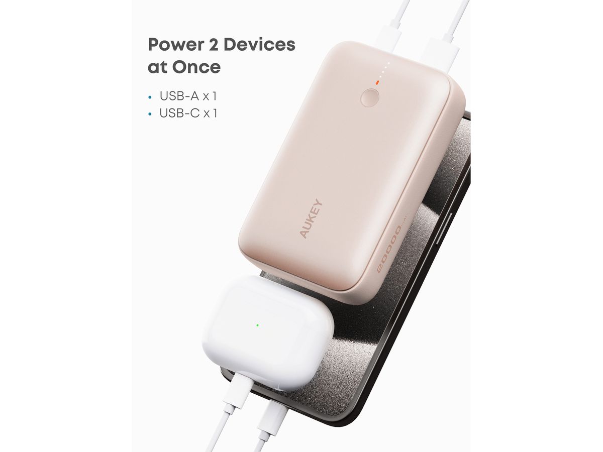 AUKEY Spark Mini 20000, 20W, PD,QC PB-Y57 PI Powerbank,Pink,USB-C,USB-A (0689323788347)
