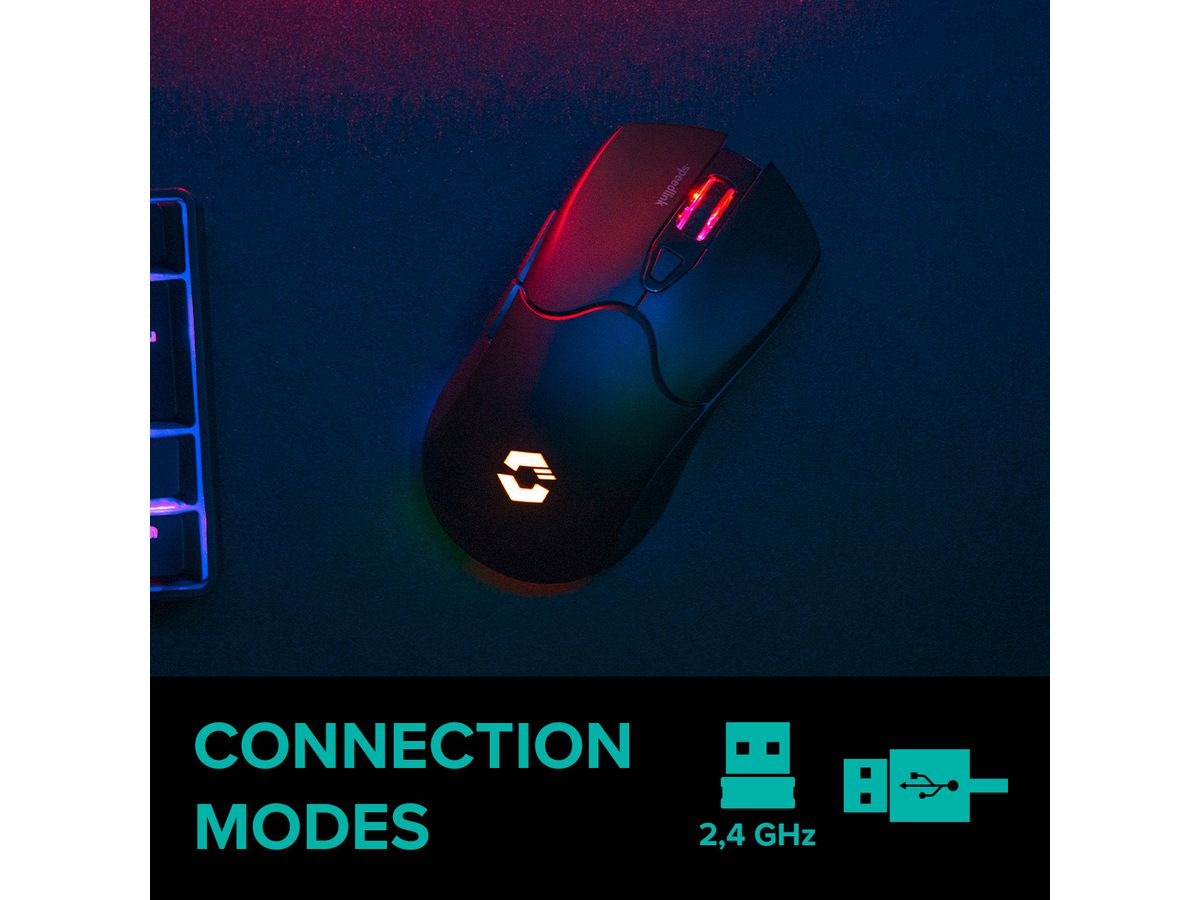 SPEEDLINK VELOX Rechargeable Gam.Mouse SL-680102-BK RGB, Wireless, Black (4027301846935)