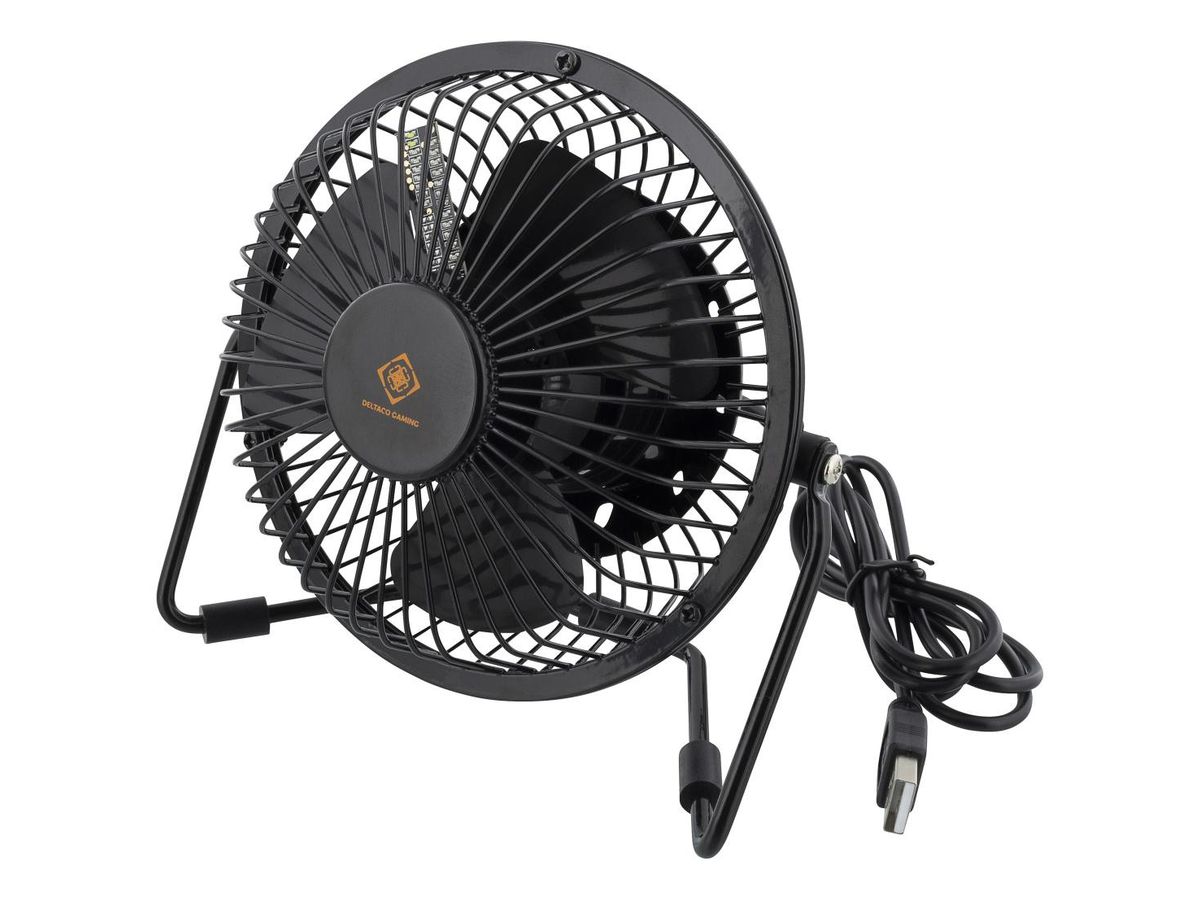 DELTACO USB LED Table Fan watch GAM-054 Black (7333048037459)