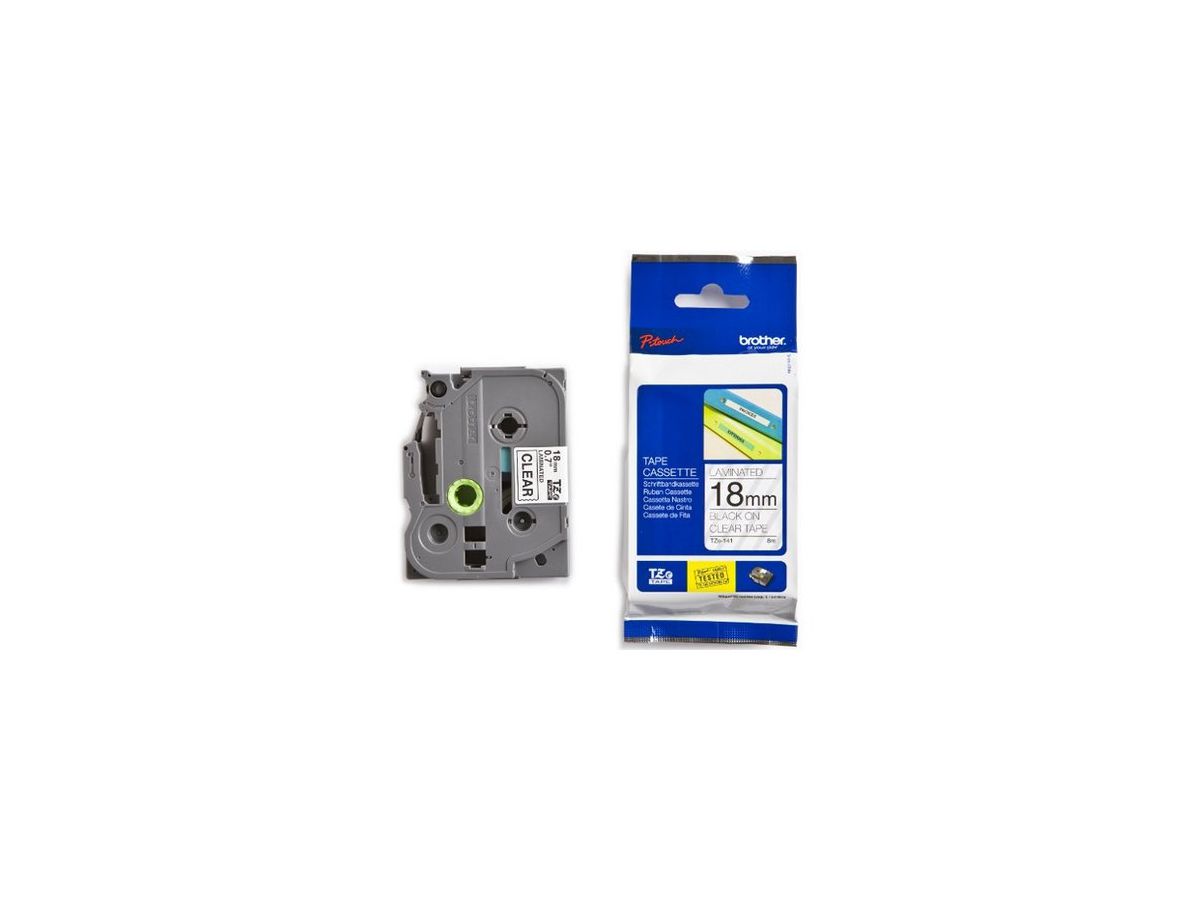 PTOUCH Band, laminiert schwarz/klar TZe-141 PT-2450DX 18 mm (4977766684934)