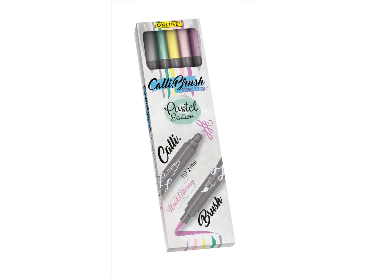 ONLINE Callibrush Pen Double Tip 2mm 19079 Pastel ass. 5 pezzi (4014421190796)
