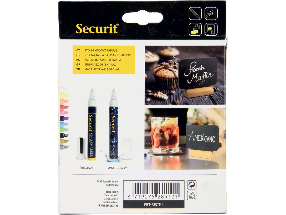 SECURIT Tischkreidetafel RECT FBT-RECT-4 schwarz 7.5x9x2cm (8719075285121)