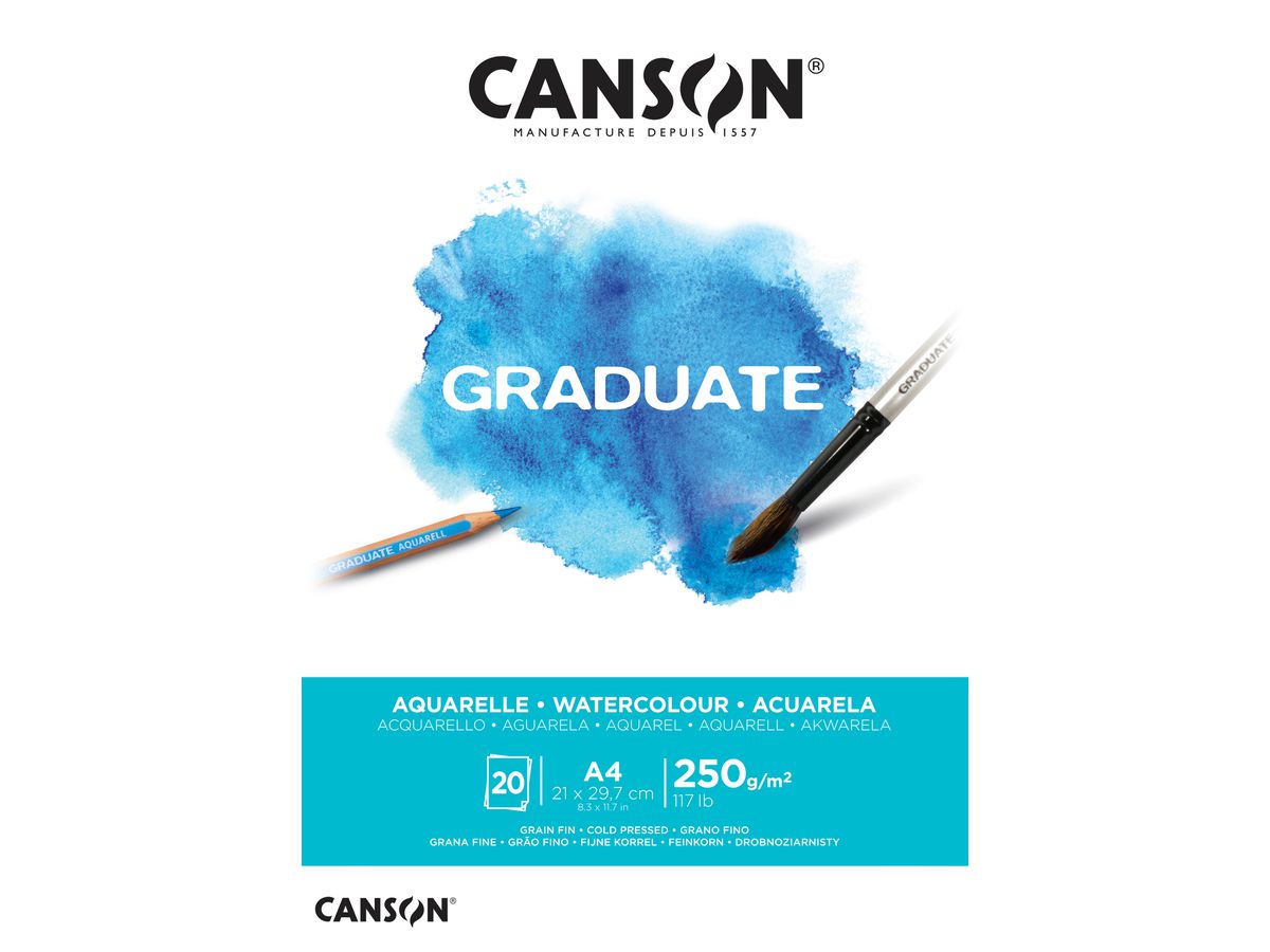 CANSON Graduate Aquarelle A4 400110374 20 Blatt, weiss, 250g (3148950021151)