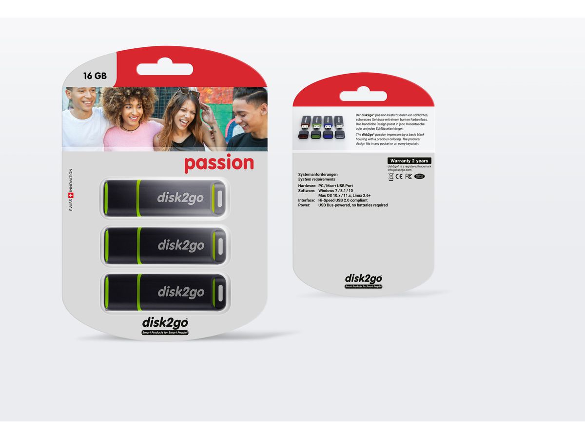 DISK2GO USB-Stick passion 2.0 16GB 30006496 USB 2.0 3 Pack (7640111166443)