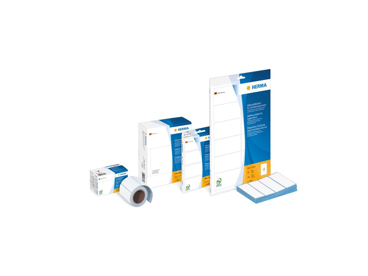 HERMA Etiquettes adress. 88x35mm 4300 blanc, non-perm. 250 pcs. (4008705043007)
