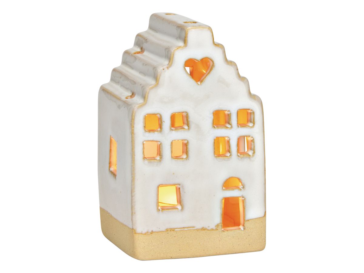 ROOST Teelicht Haus 7x11x6cm 10040029 Keramik, weiss (4007698585587)