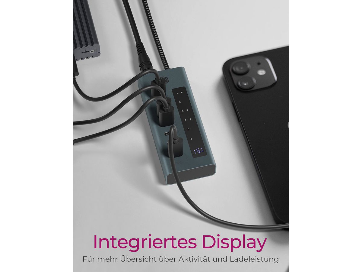 ICY BOX USB-C - 7-Port Hub IB-HUB1457-C31 6x 3.2 Gen2, 1x PD 20W (4250078173984)