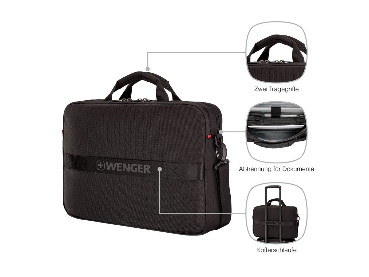 WENGER Laptop Briefcase 16inch 653300 XE Brief Black (7611160272805)