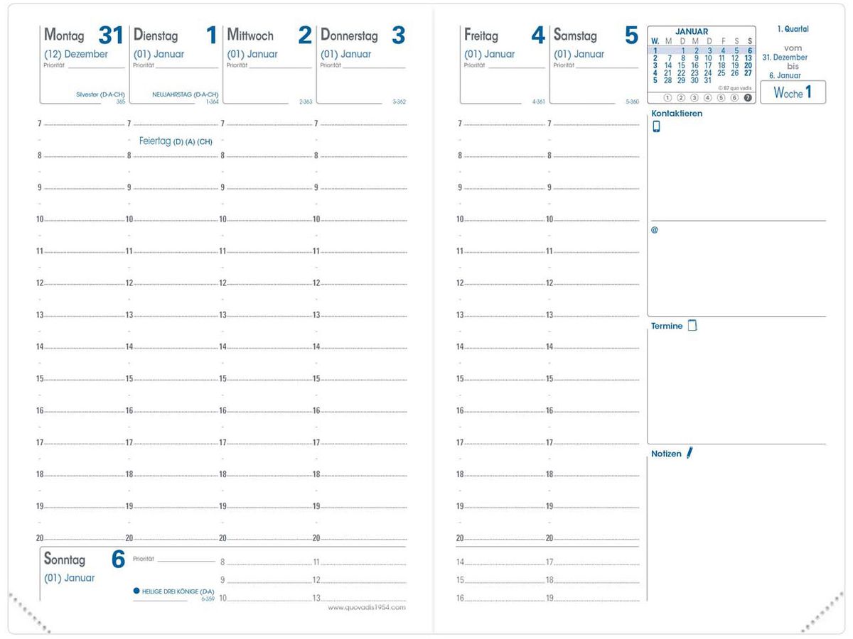 QUO-VADIS Agenda Geschäft Club 2026 0041496Q 1W/2S beige DE 10x15cm (3371010529018)