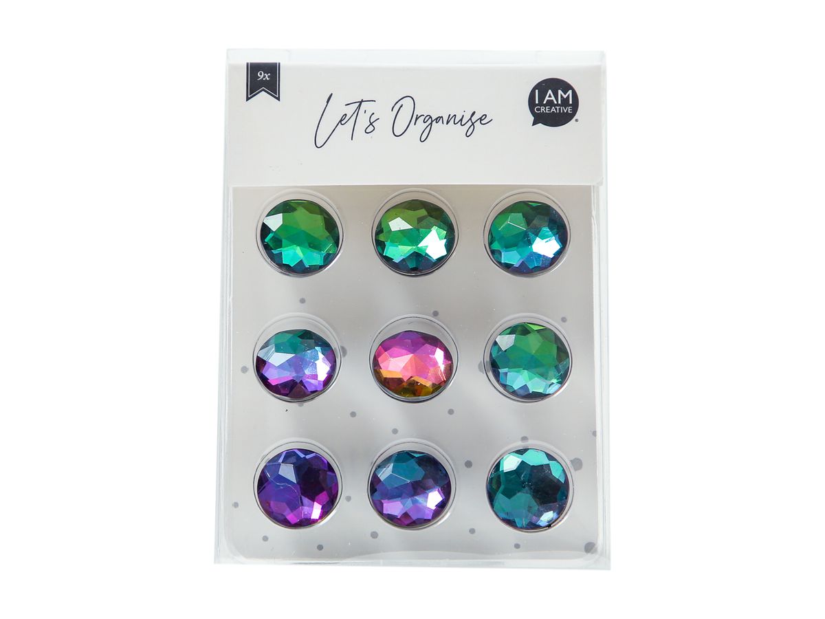 I AM CREATIVE Magnet Juwel Let`s Organize 4035.56 Acrylglas, bunt 9 Stück (7611983215539)