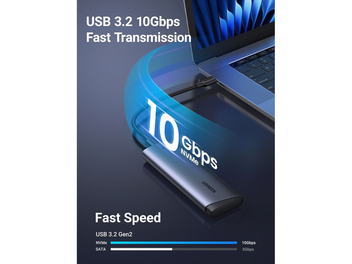 UGREEN Hard Drive Enclosure(10Gbps) 35267 USB-C 3.1,M.2,NVME (6941876232673)