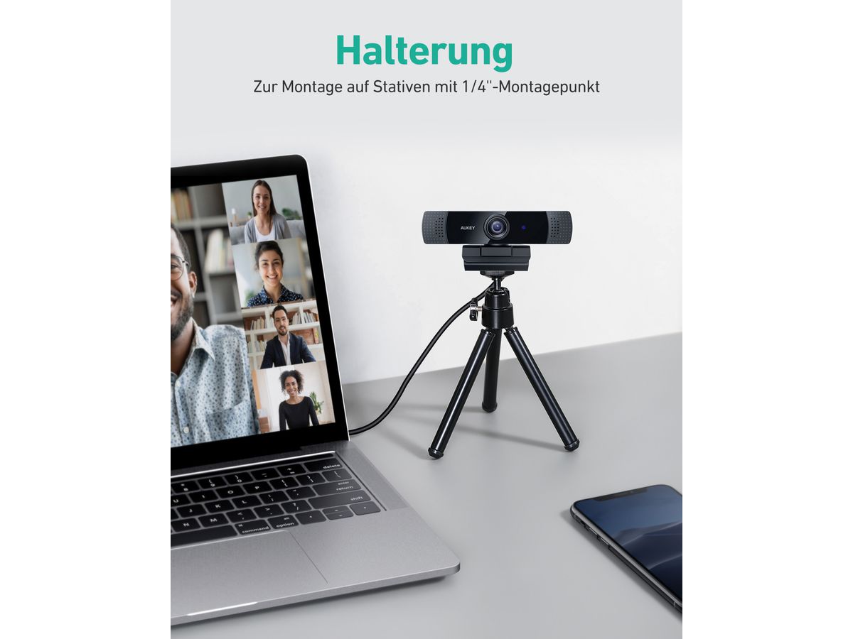 AUKEY Stream Webcam 1080P Dual Mic PC-LM1E black, USB 2.0 (0631390543268)