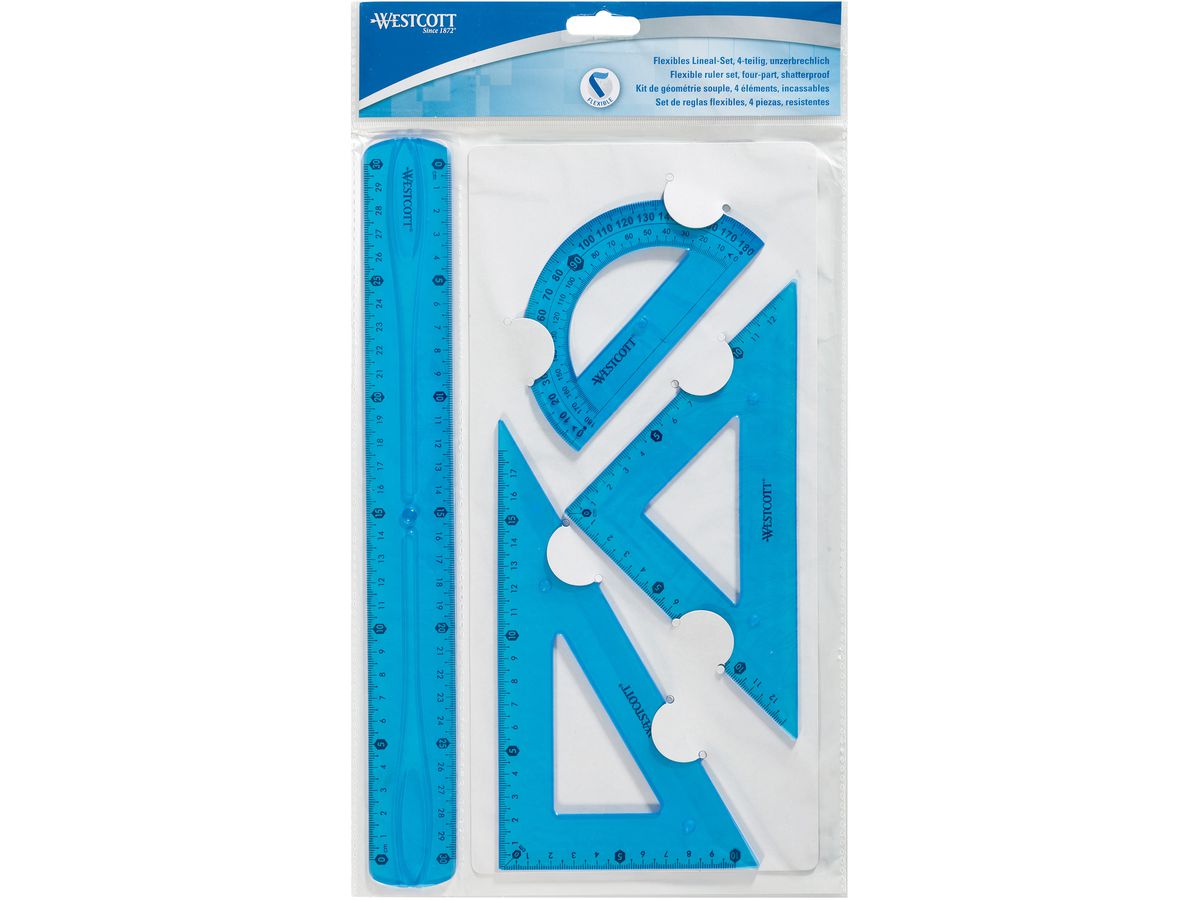 WESTCOTT Set équerre Flexi E-10302 00 bleu/rouge/vert 4 pcs. (4027521515390)