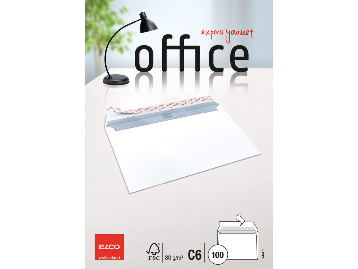 ELCO Enveloppe Office s/fenêtre C6 74454.12 blanc 100 pcs. (7610425356809)