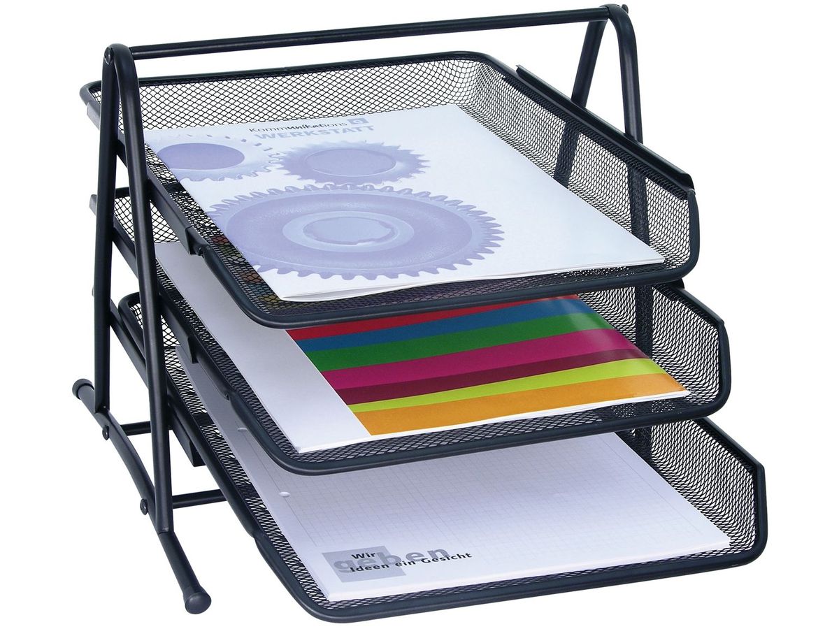 WEDO Corbeille à courrier métal 65801 3 tiroirs 35x27x30cm noir (4003801792811)