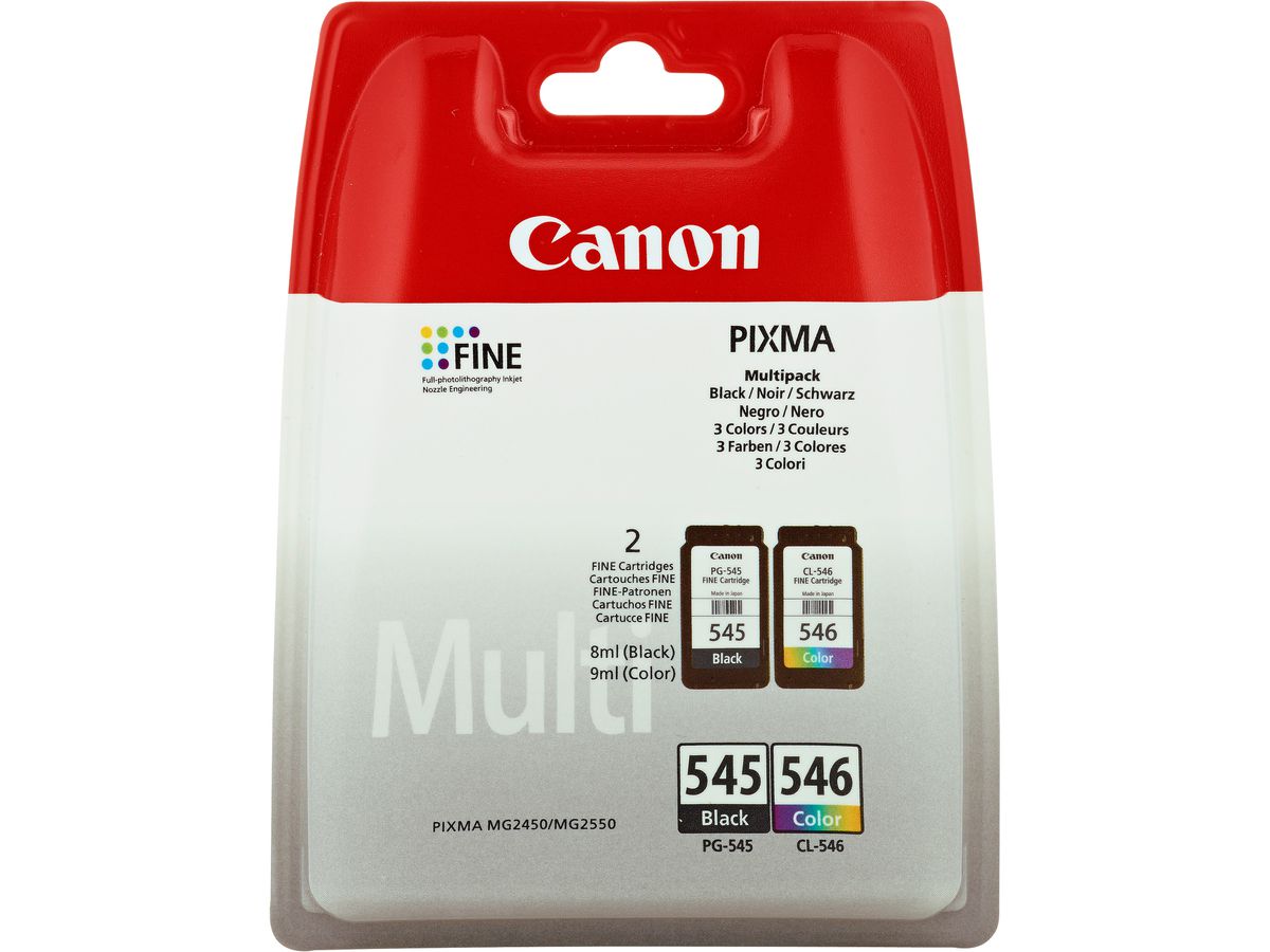 CANON Multipack Tinte schwarz/color PGCL545/6 PIXMA MG 2450/2550 8/9ml (8714574605517)