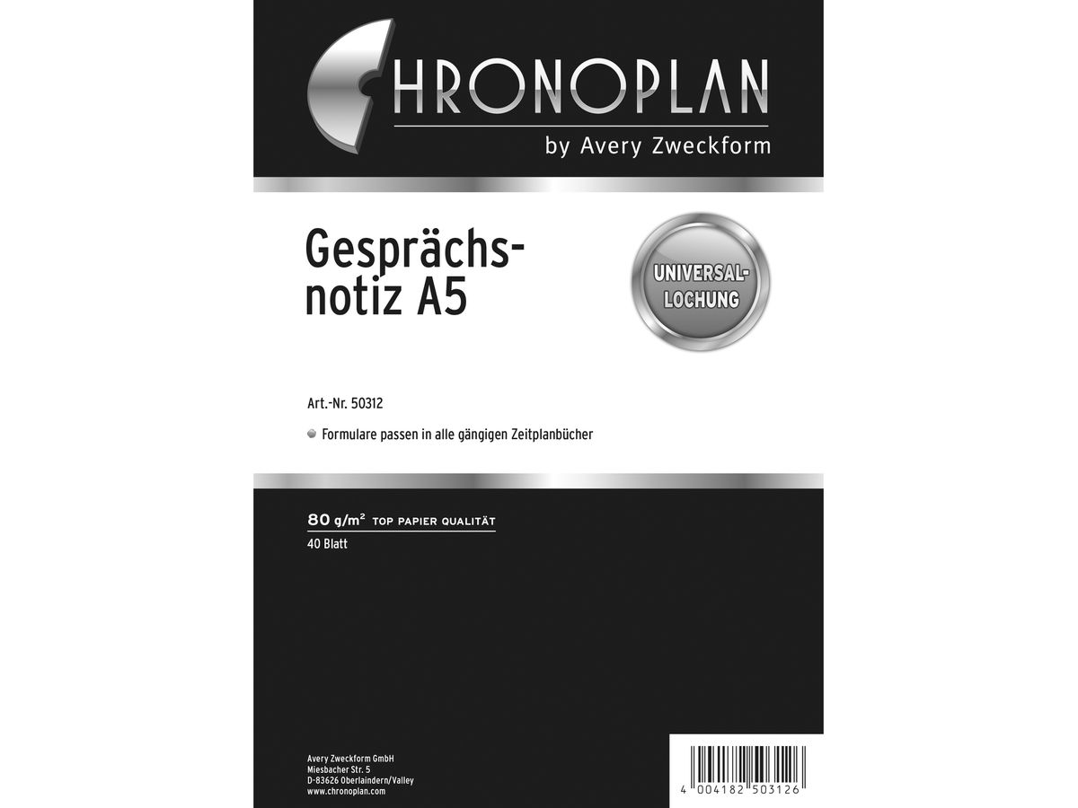 CHRONOPLAN Gesprächsnotizen 50312Z.26 40 Blatt A5 (4004182503126)