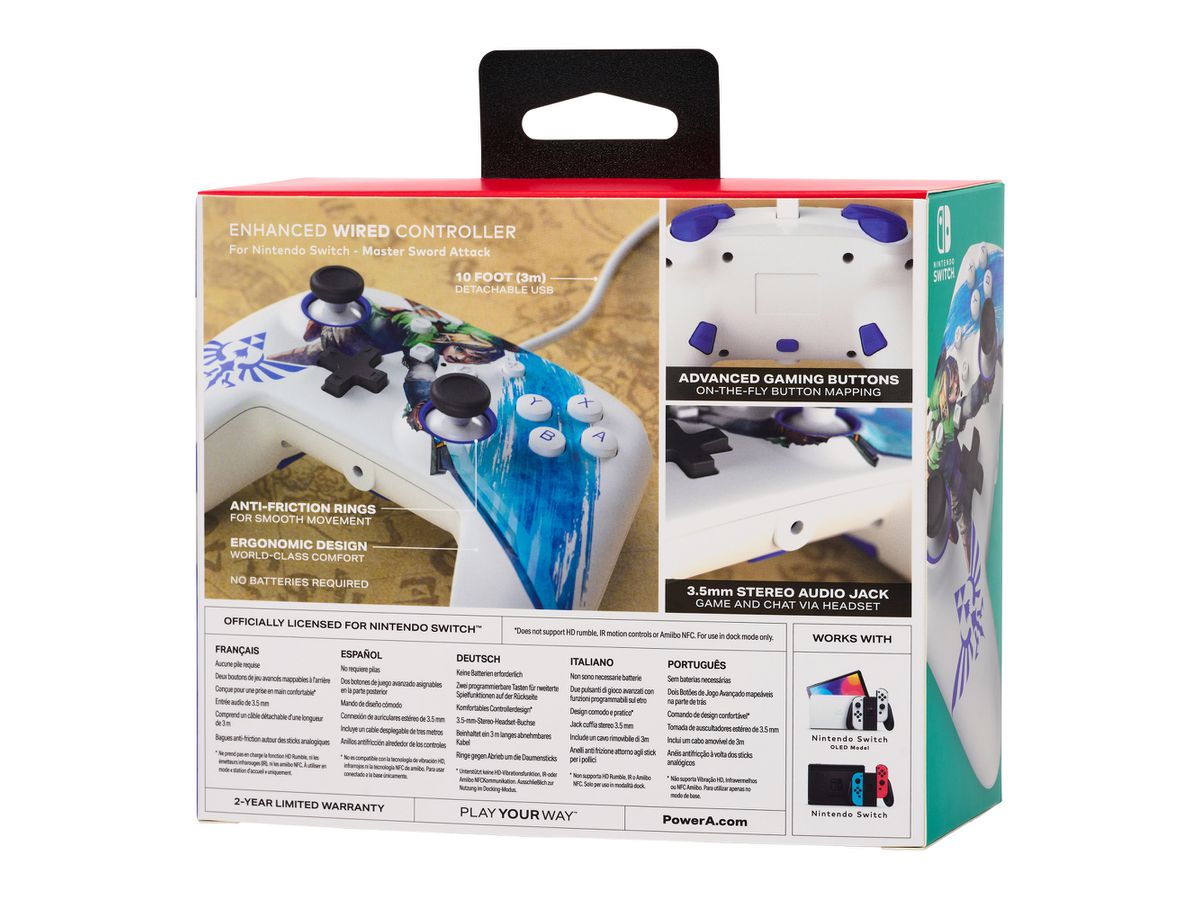 POWER A Enhanced Wired Controller 1526548-01 Master Sword Attack, NSW (0617885028649)