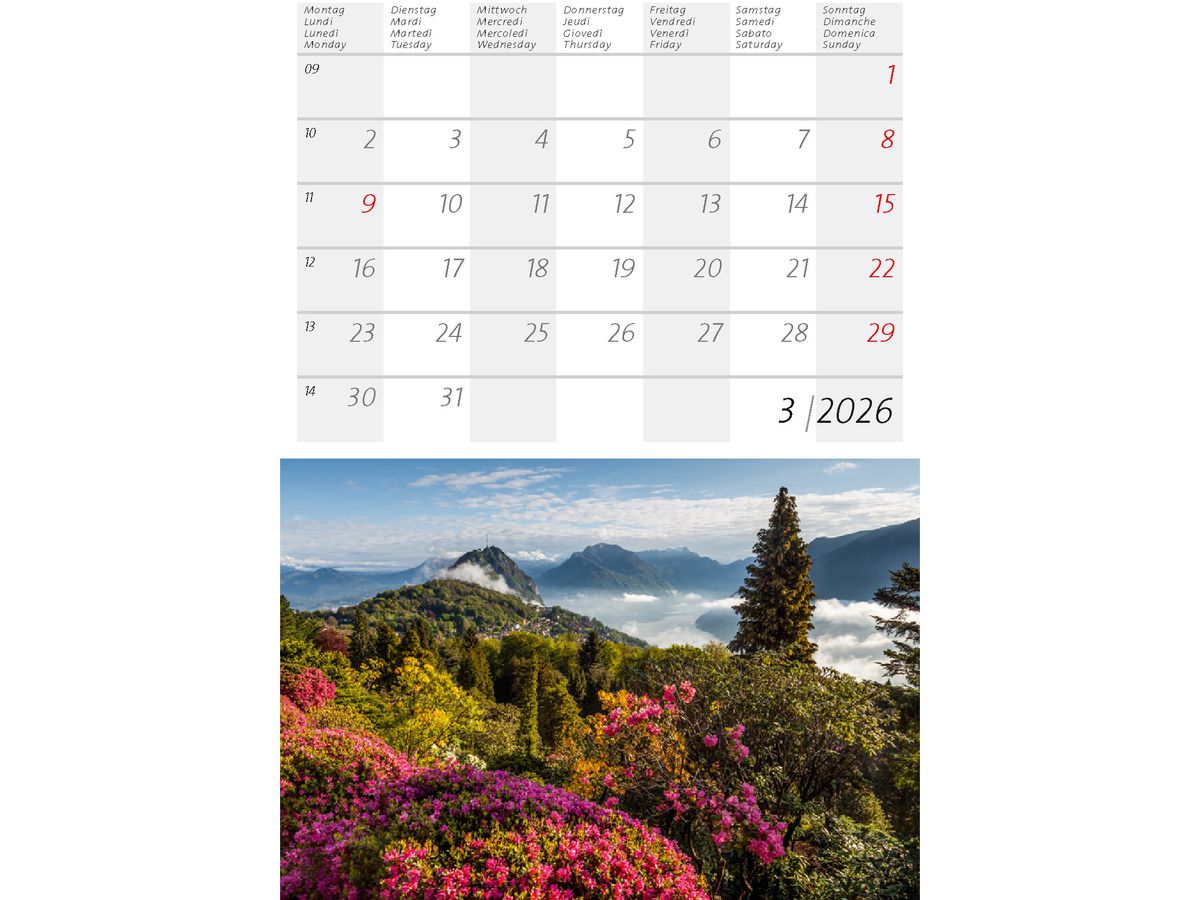 CALENDARIA Calendrier 2026 9783036205366 Schweiz klein ML 14.8x22cm (9783036205366)